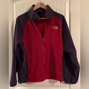 The North Face Red and Dark Gray Fleece Jacket
